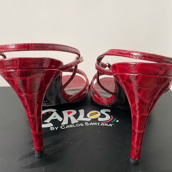 Red Croco Patent Sandals - Picture 5 of 7